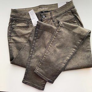 WHBM Mid-rise Metallic Skinny Jeans Gold Foil NWT
